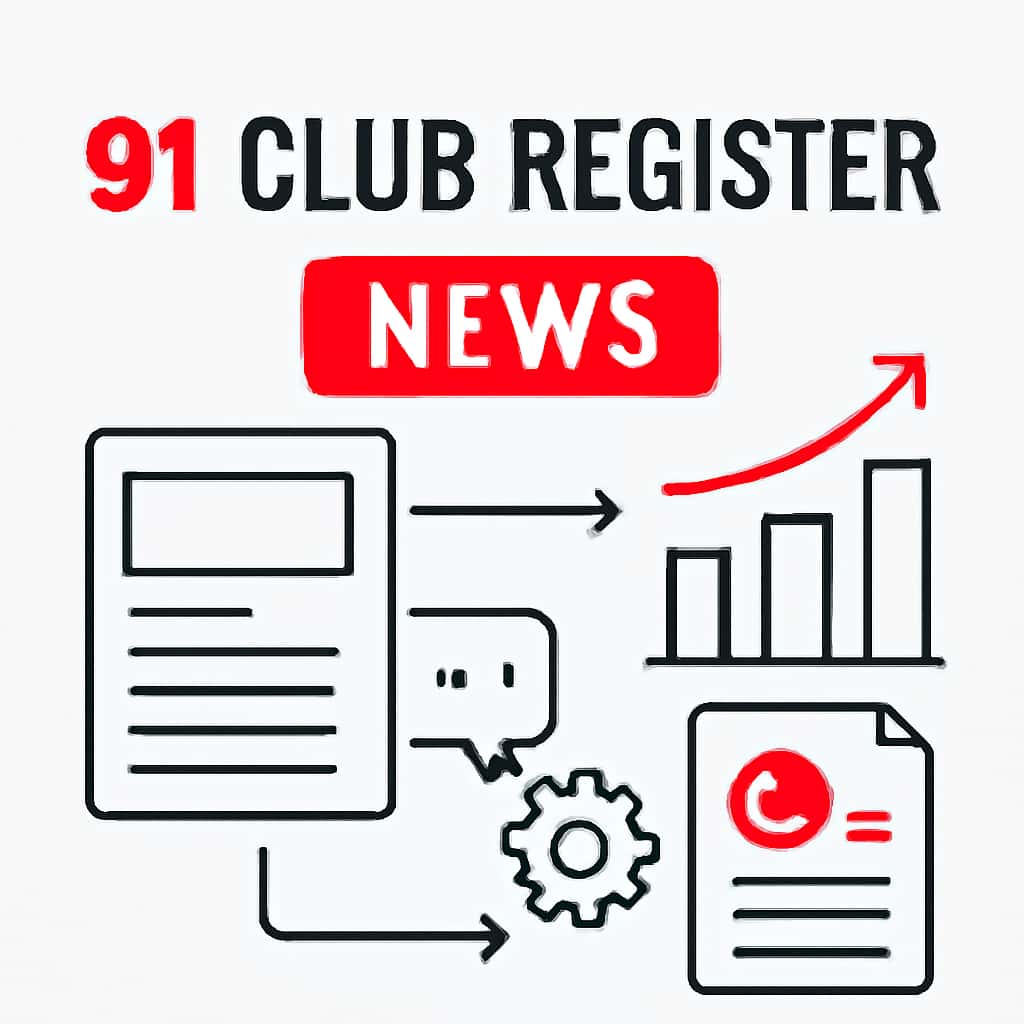 Illustration depicting the updates and features of 91 Club Register News.